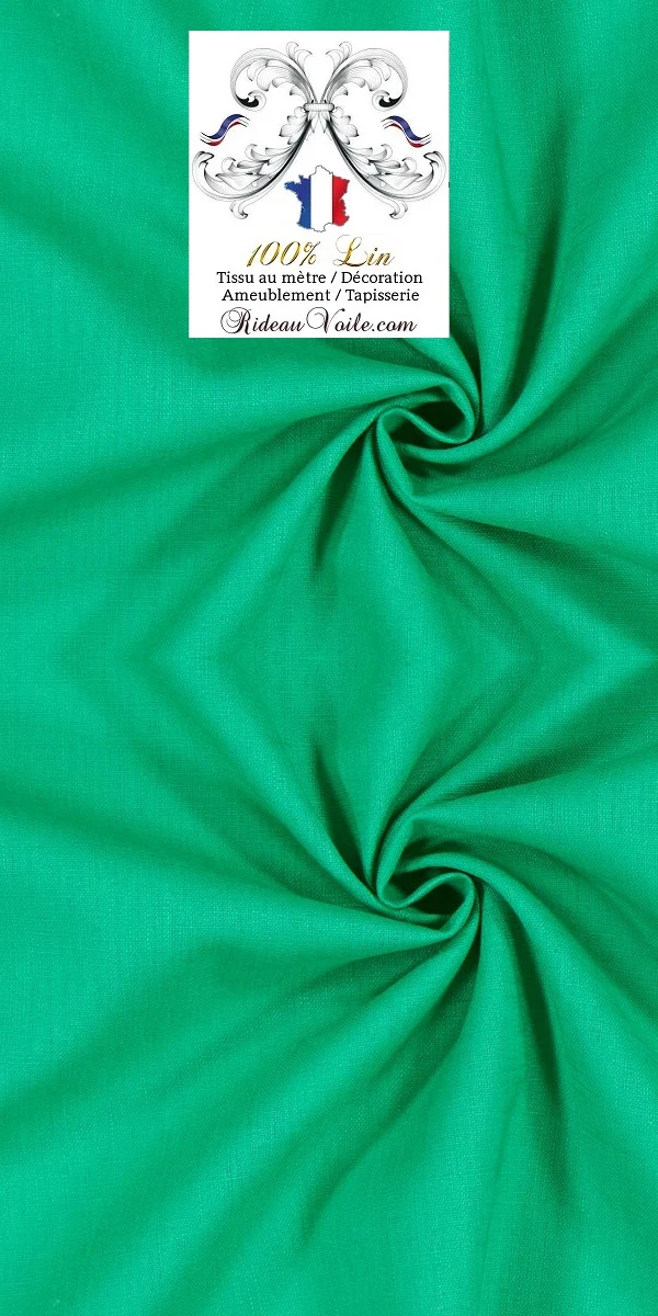 Toile de Lin uni 100% tissu ameublement mètre vert couture rideau coussin