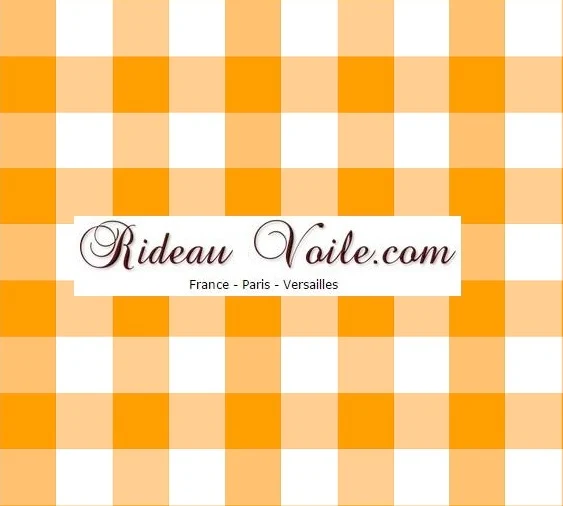 Rideauvoile motif Carreaux vichy tissu mètre carré orange blanc rideau couette coussin