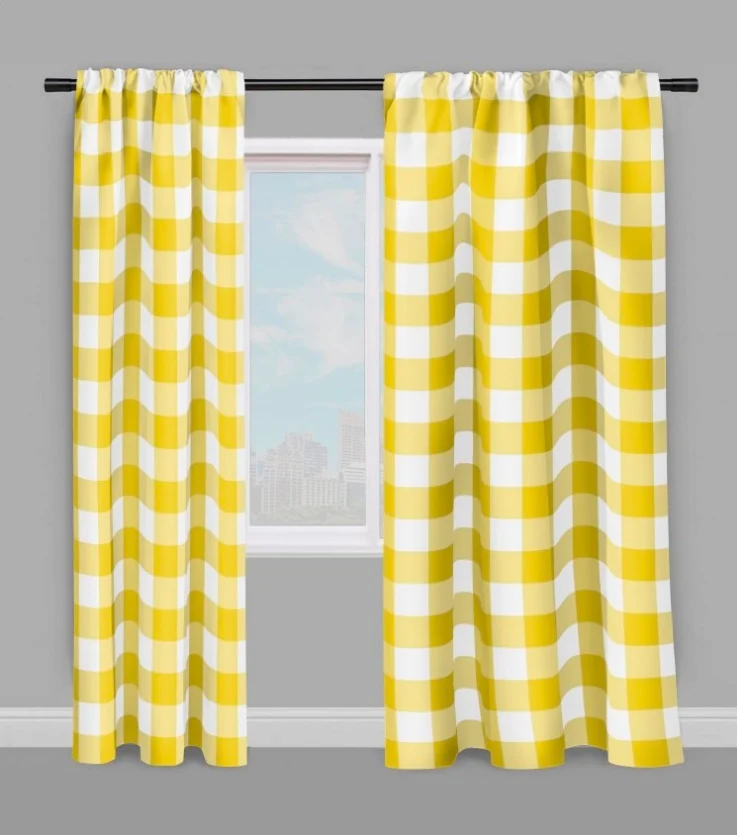 Carreaux vichy tissu Vichy ameublement mètre carré jaune blanc rideau couette coussin