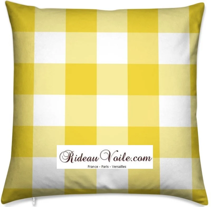 Carreaux vichy tissu Vichy ameublement mètre carré jaune blanc rideau couette coussin