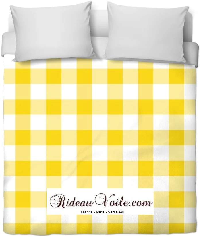 Carreaux vichy tissu Vichy ameublement mètre carré jaune blanc rideau couette coussin
