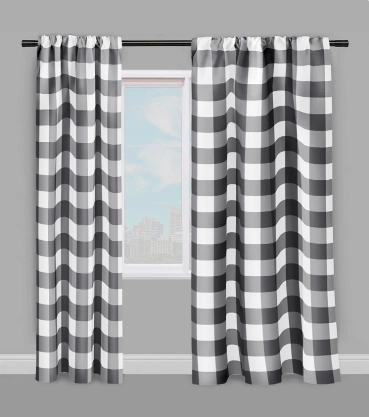 Voilage tapisserie déco large Carreaux vichy tissu mètre gris rideau couette coussin