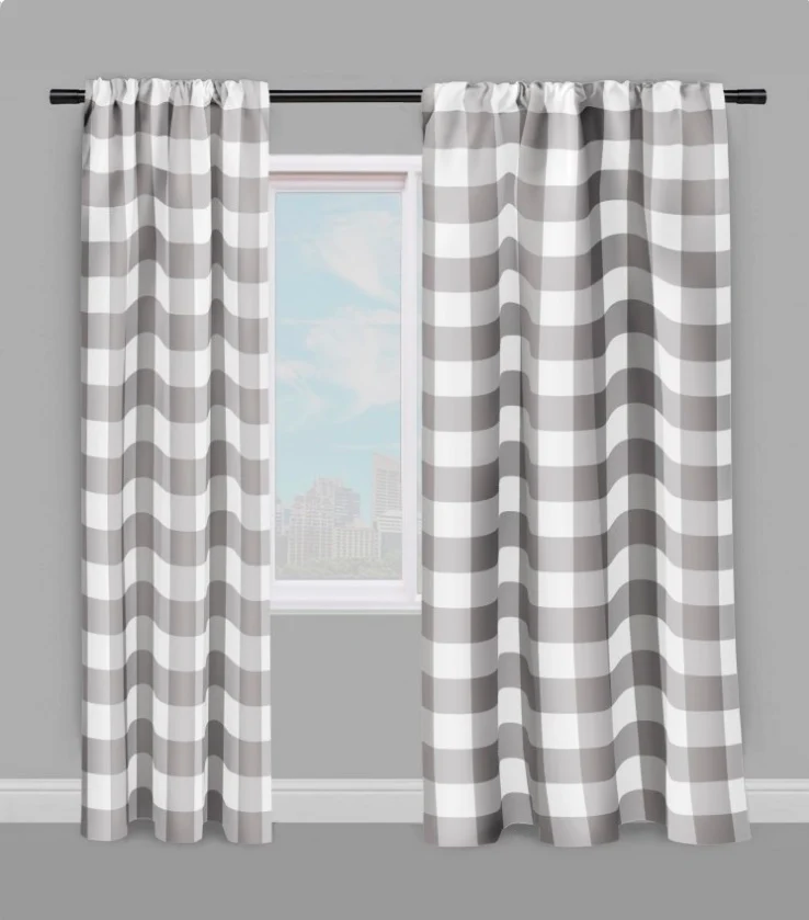 Rideauvoile tendance Carreaux vichy tissu mètre gris cendré rideau couette coussin