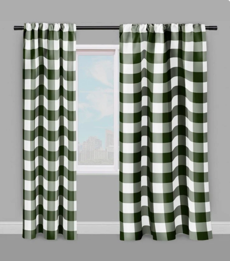 Déco d'intérieur chic Carreaux vichy tissu ameublement mètre vert rideau couette voilage