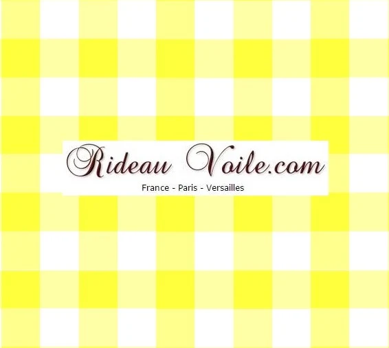 Déco Mode chic Carreaux vichy tissu au mètre blanc jaune fluo rideau couette coussin