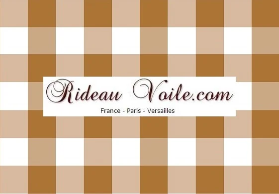 Imprimé larges Carreaux vichy tissu mètre marron caramel beige rideau couette coussin