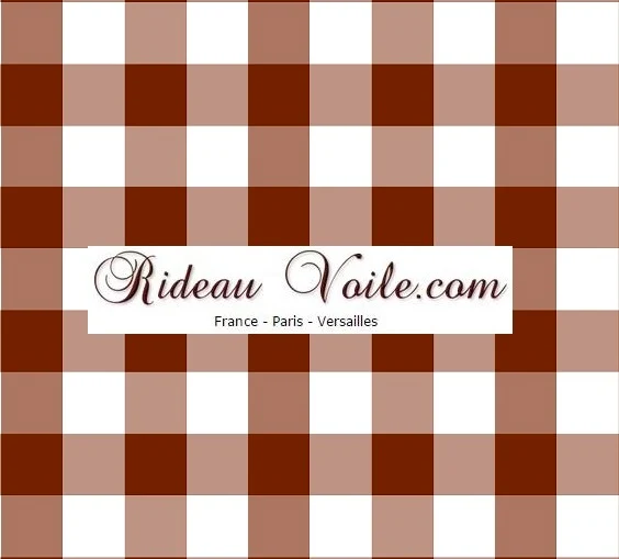 Décoration Carreaux vichy tissu au mètre carré marron rideau couette coussin voilage