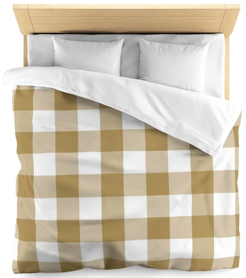 Carreaux vichy tissu ameublemnt au mètre carré camel rideau couette coussin voilage