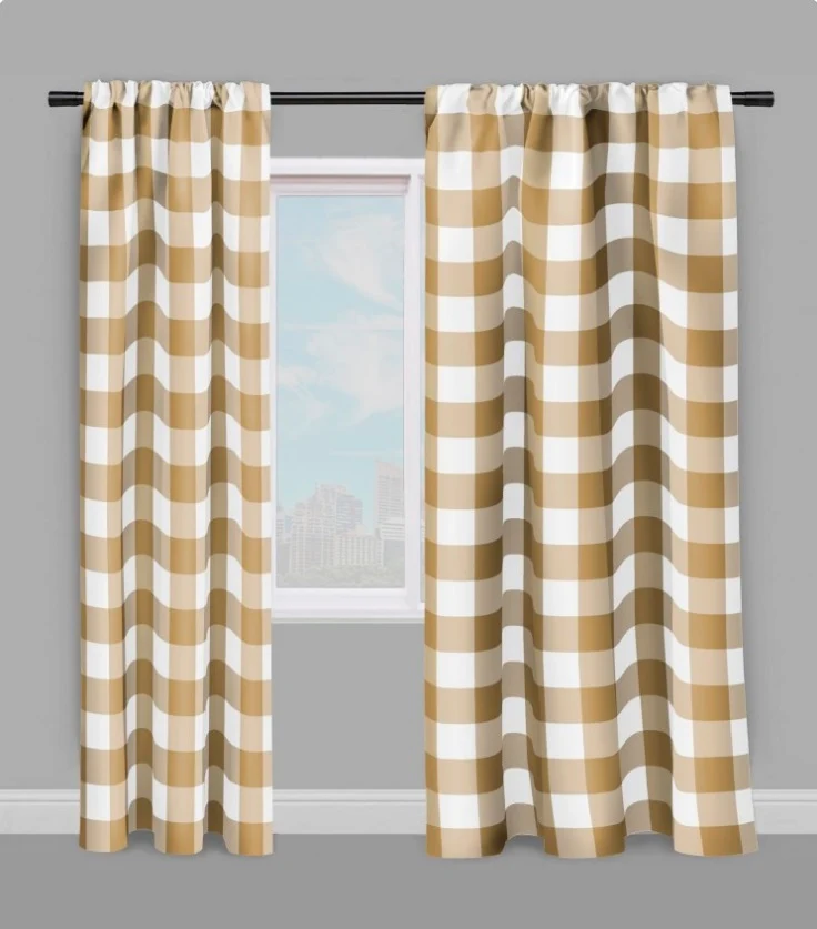 Carreaux vichy tissu ameublemnt au mètre carré camel rideau couette coussin voilage