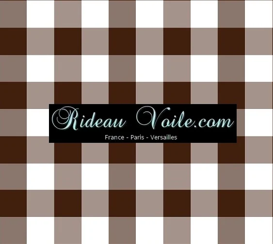 Carreaux vichy tissu au mètre carré marron blanc rideau couette coussin voilage