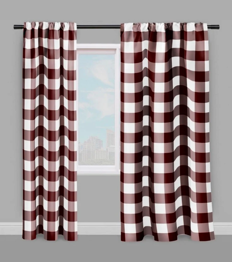 Carreaux motif vichy tissu au mètre carré marron blanc rideau couette coussin voilage