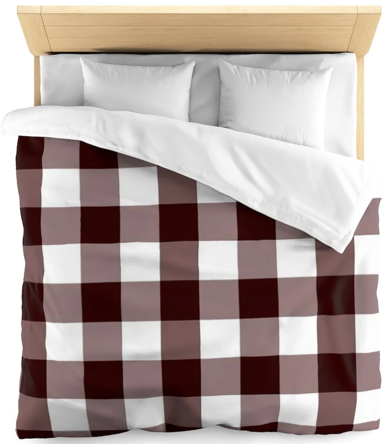 Carreaux motif vichy tissu au mètre carré marron blanc rideau couette coussin voilage