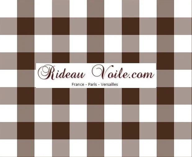Carreaux motif vichy tissu au mètre gros carré marron rideau couette coussin voilage