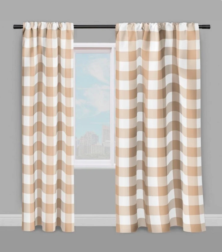 Rideauvoile Carreaux vichy tissu au mètre beige rideau couette coussin voilage