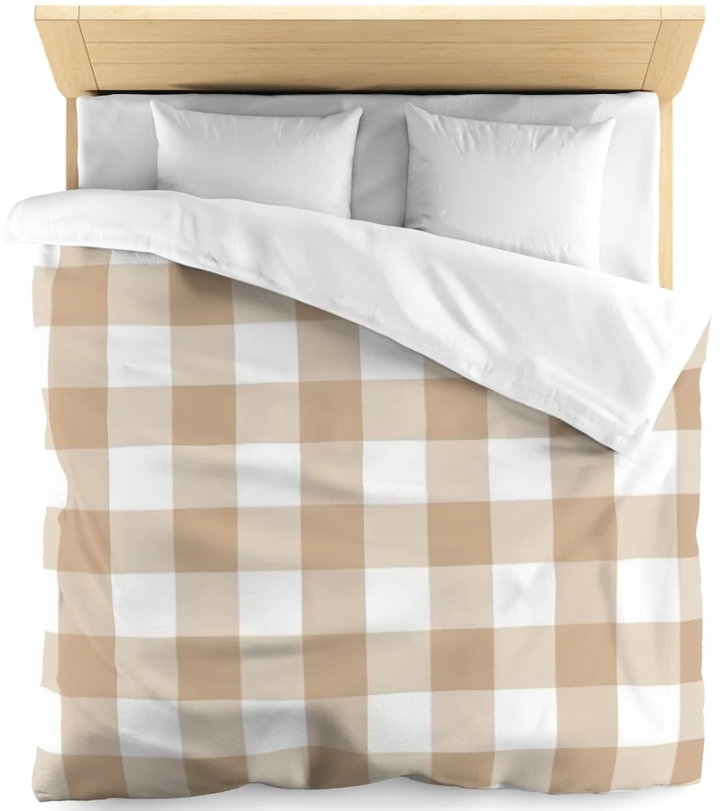 Rideauvoile Carreaux vichy tissu au mètre beige rideau couette coussin voilage