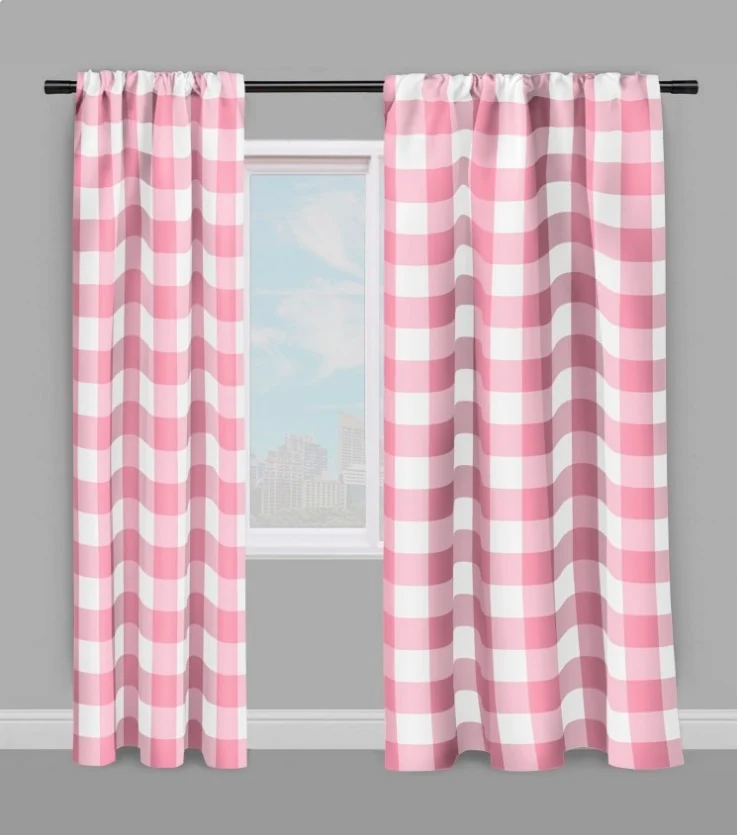 Imprimé carreaux rose tissu Vichy ameublement mètre rideau couette voilage