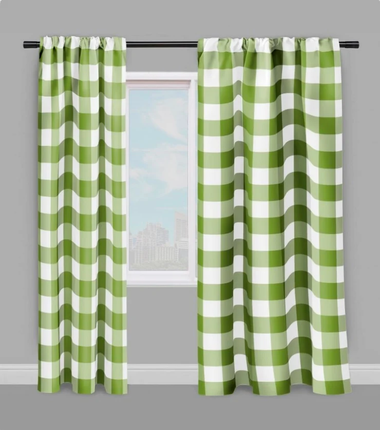 Tapisserie Carreaux vichy tissu déco au mètre motifs vert blanc rideau couette coussin