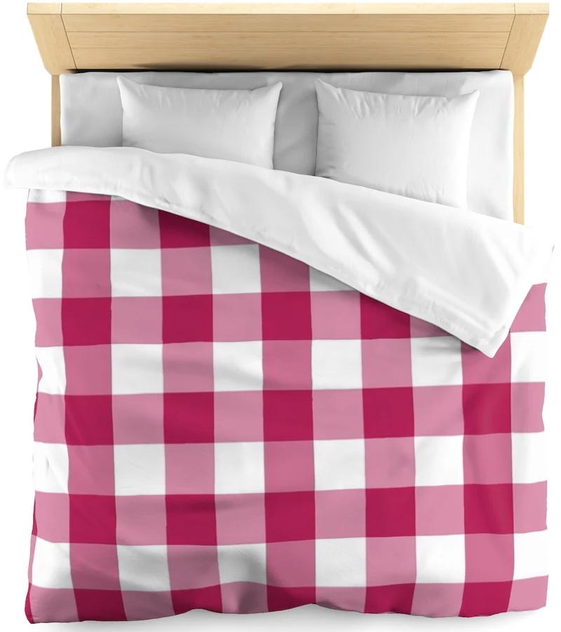 Carreaux vichy tissu au mètre motifs rose rideau couette coussin voilage sur mesure