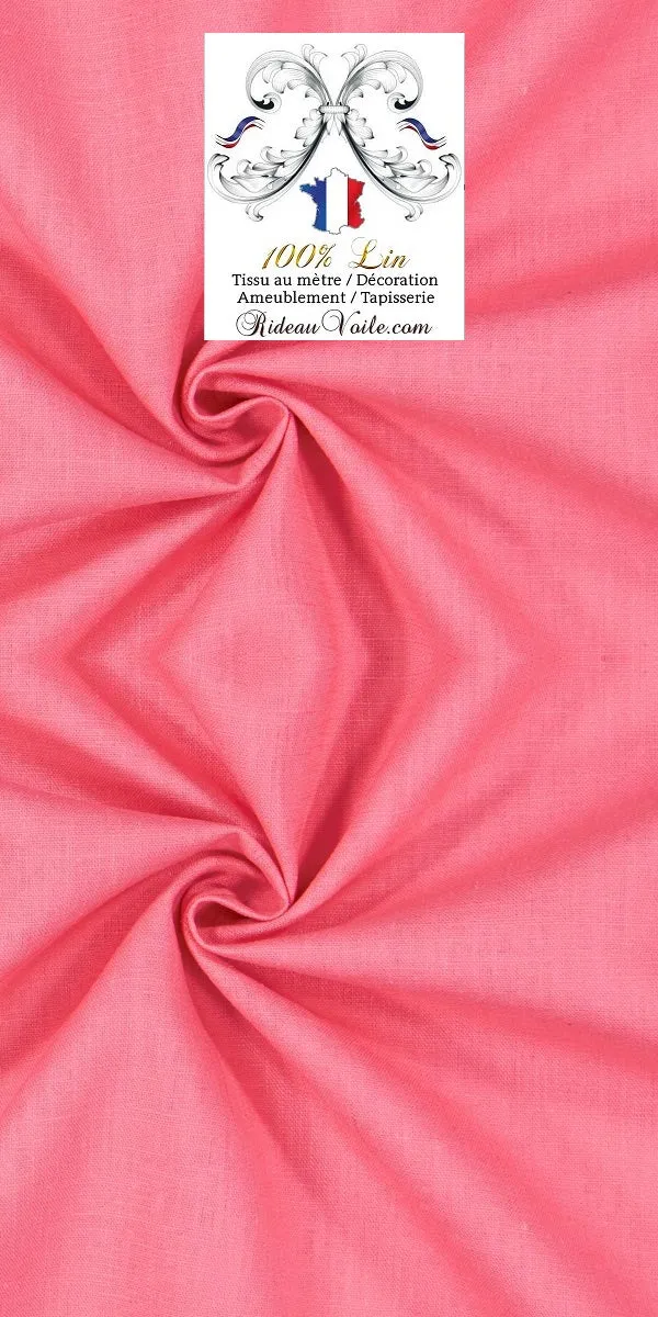 Tendance décoratrice Toile Lin uni 100% tissu au mètre rose rideau sur mesure