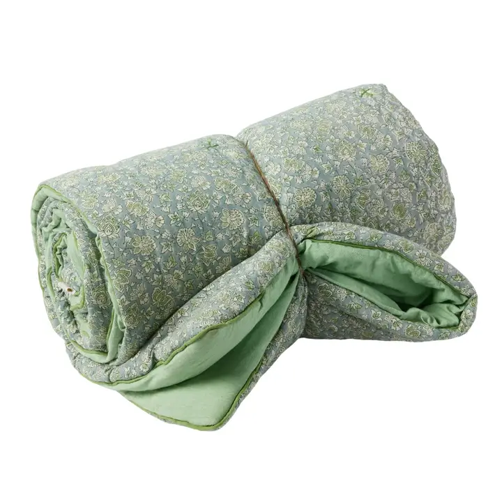 Édredon artisanal block print vert