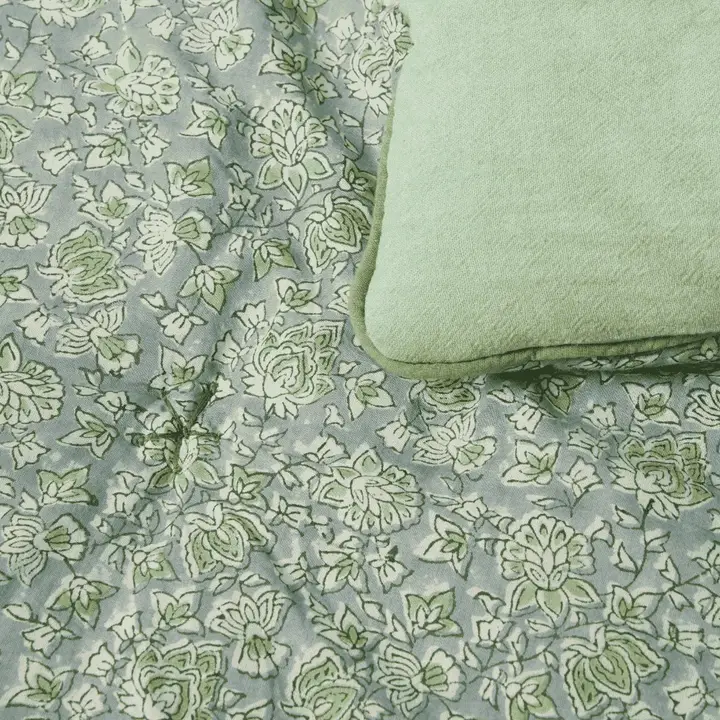 Édredon artisanal block print vert