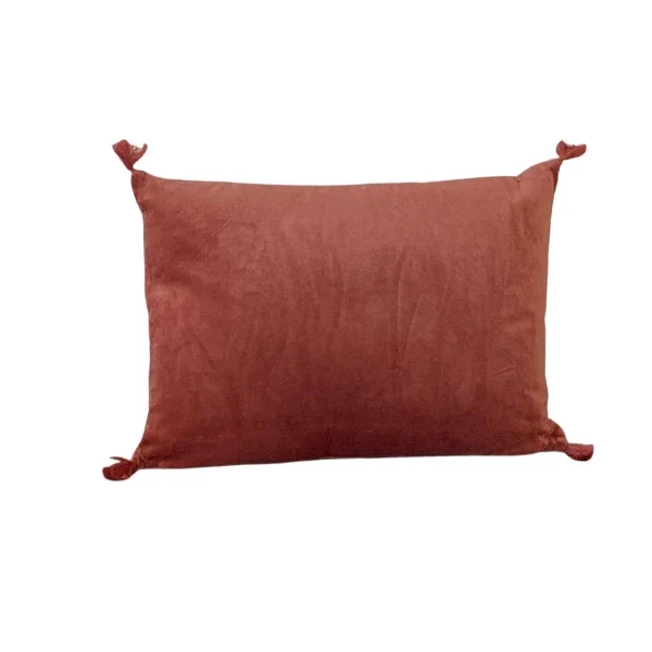 Coussin rectangulaire en velours Terracotta