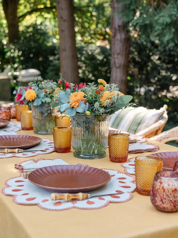 Lot de 2 sets de table ronds lavables beige et terracotta