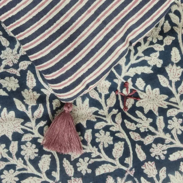 Édredon artisanal block print indigo