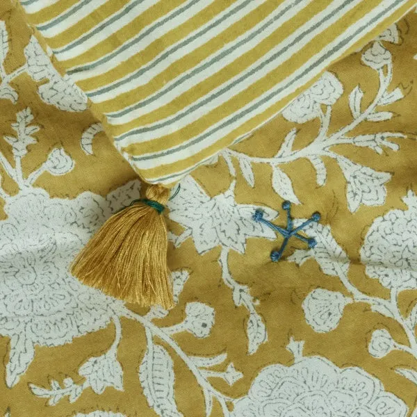 Édredon artisanal block print jaune