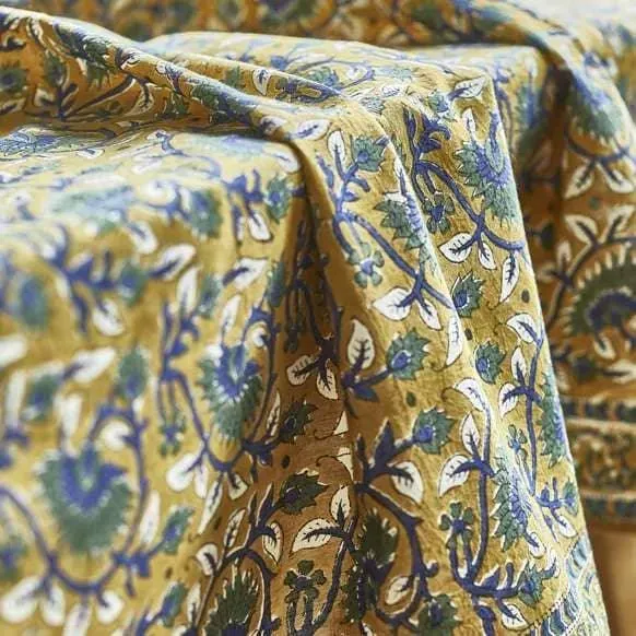 Nappe rectangulaire en coton jaune