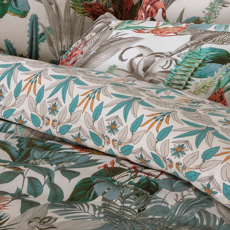 Housse de couette + taie(s) d'oreiller satin de coton -Zanzibar blanc