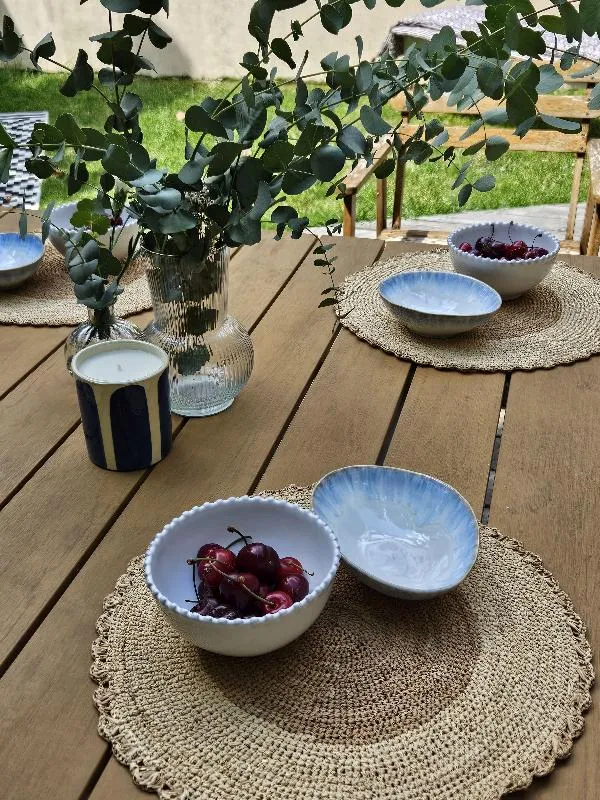 Lot de 2 sets de table tressés ronds en raphia