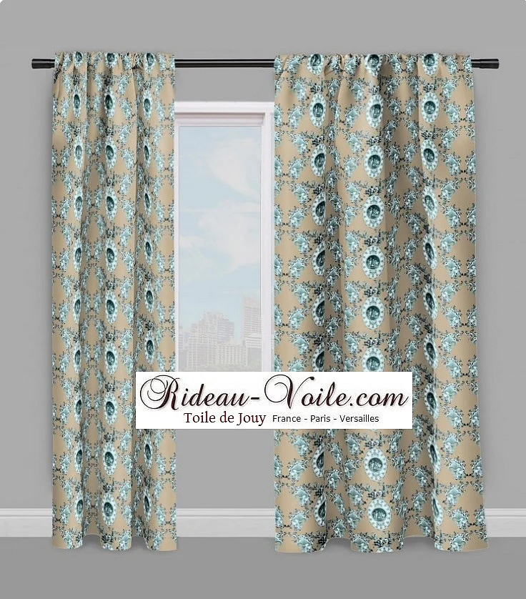 Toile de Jouy au mètre motif fleur de lys Tessuto Impero rinascimentale liturgico angel
