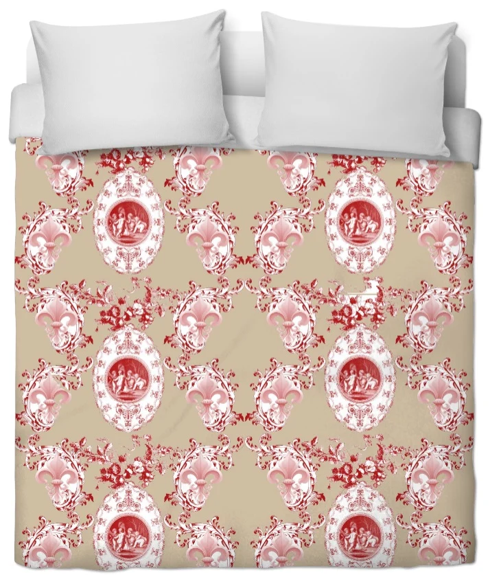Toile de Jouy tissu mètre motif Angel Empire rouge cortina Gordijnen fugonny Anjos