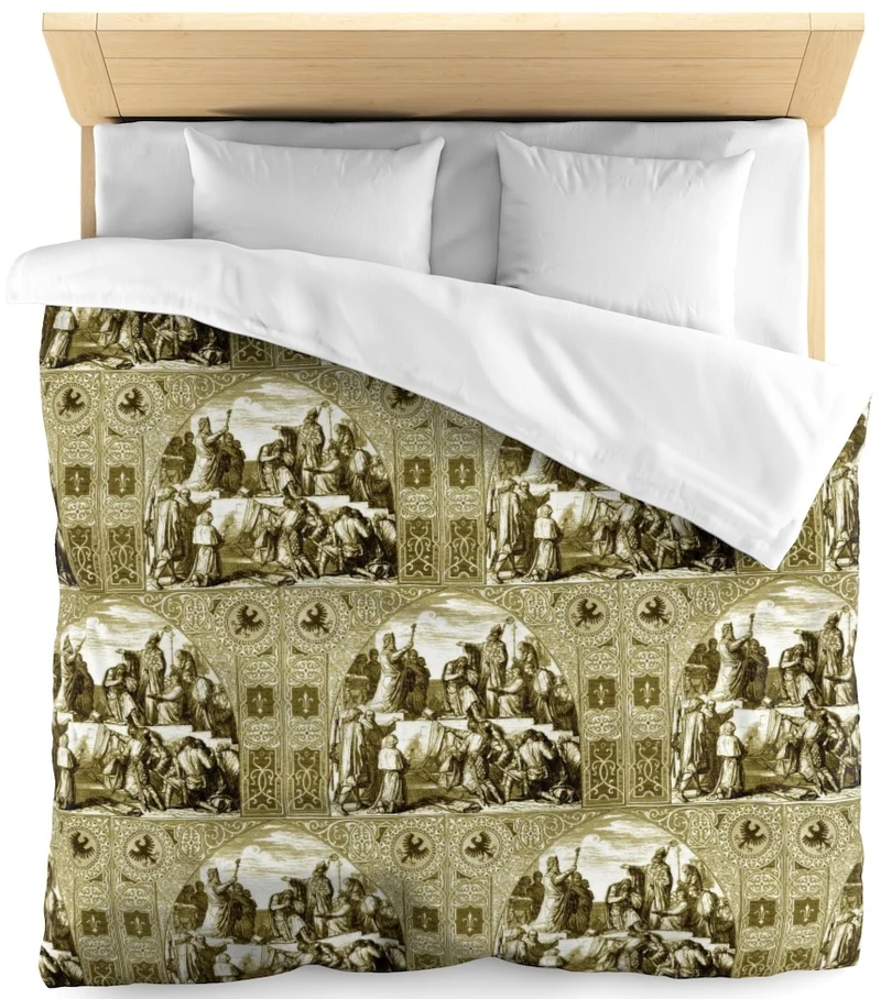 Tissus style Moyen Age motif ancien Toile de jouy Médiéval tapisserie historique mètre