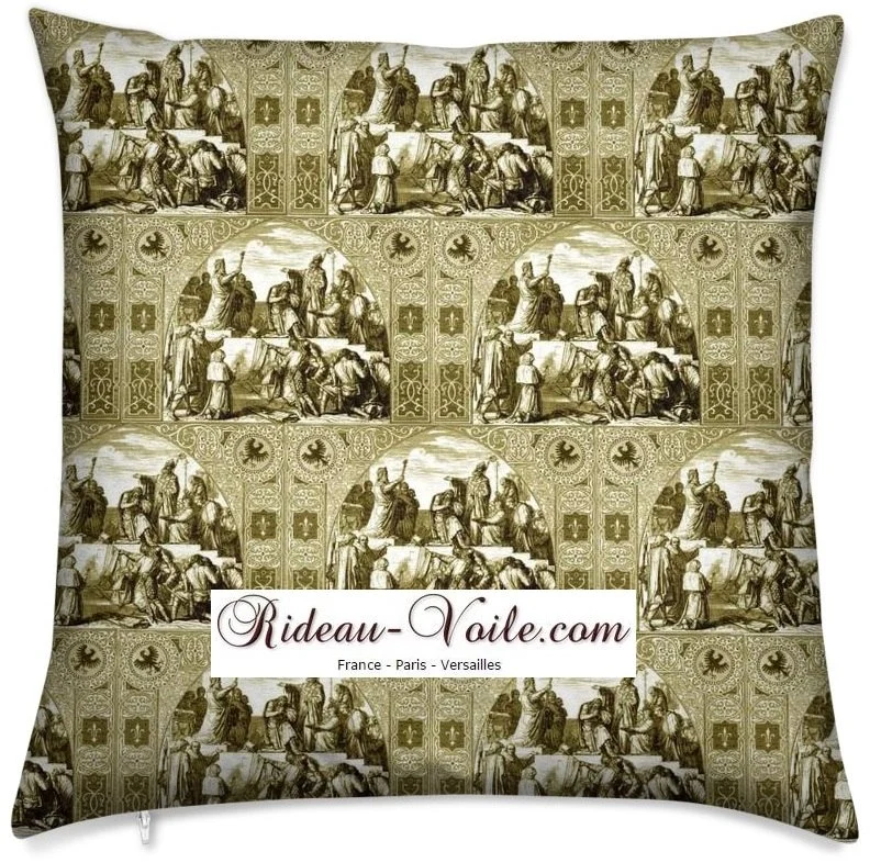 Tissus style Moyen Age motif ancien Toile de jouy Médiéval tapisserie historique mètre