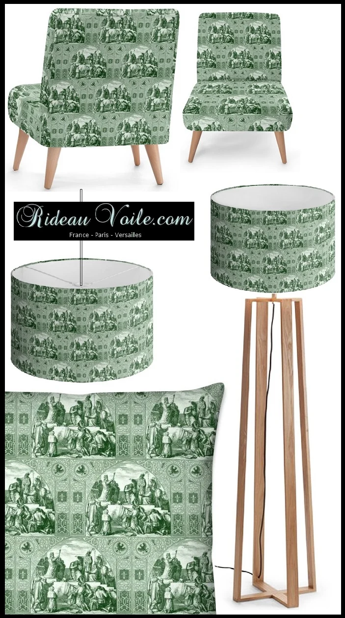 Tissus style Moyen Age motif ancien Toile de jouy Médiéval tapisserie historique mètre