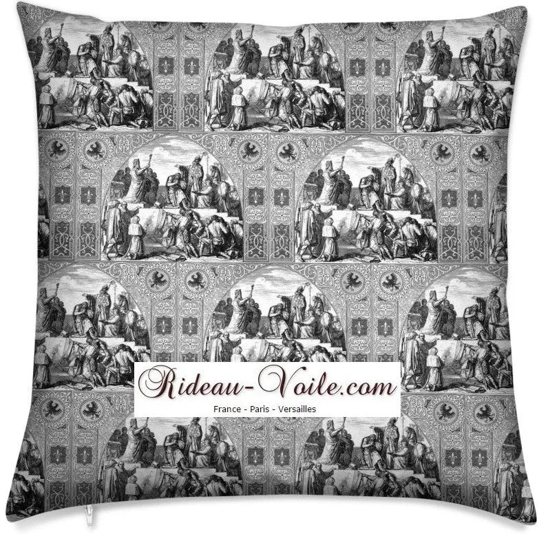 Tissu d'ameublement mètre motif Médiéval inspiration Templiers & Toile de Jouy