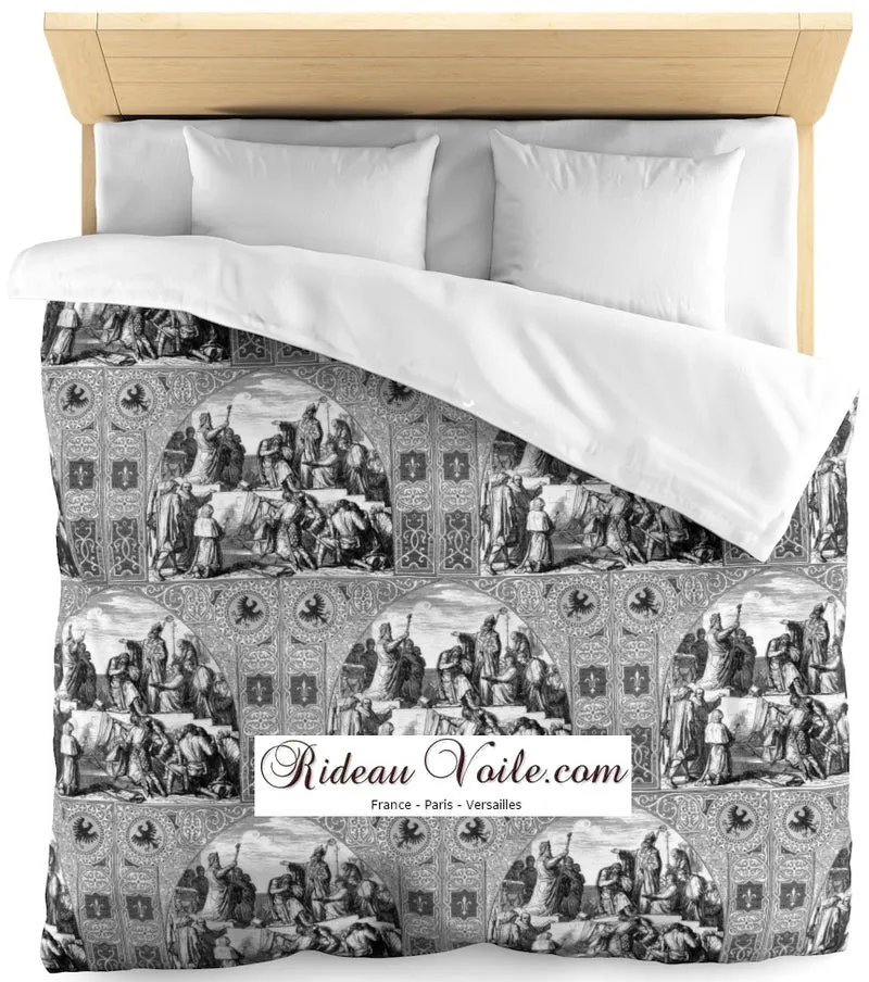 Tissu d'ameublement mètre motif Médiéval inspiration Templiers & Toile de Jouy