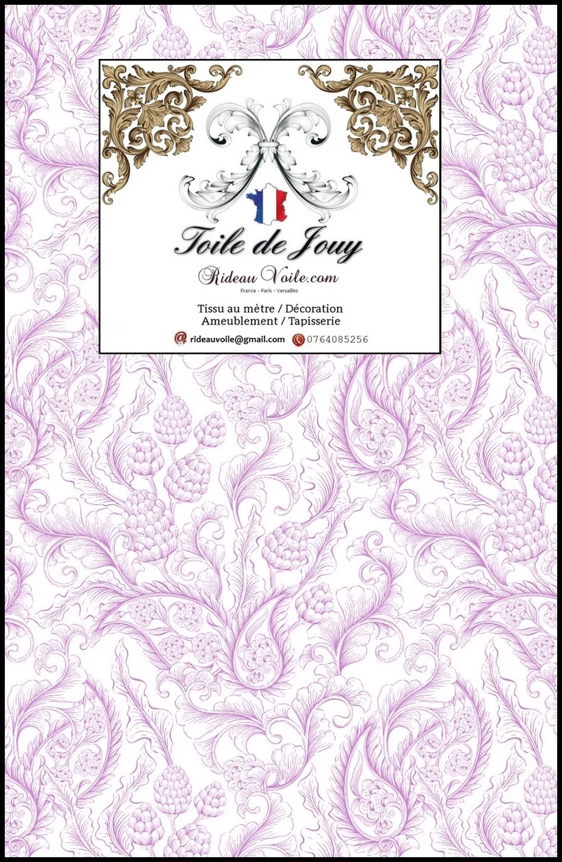 Boutique Toile de Jouy violet tissu au mètre motif cachemire Paisley