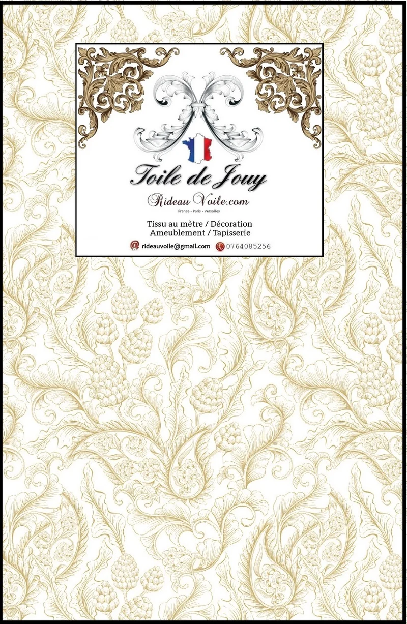 Boutique Toile de Jouy vert Or tissu au mètre motif cachemire