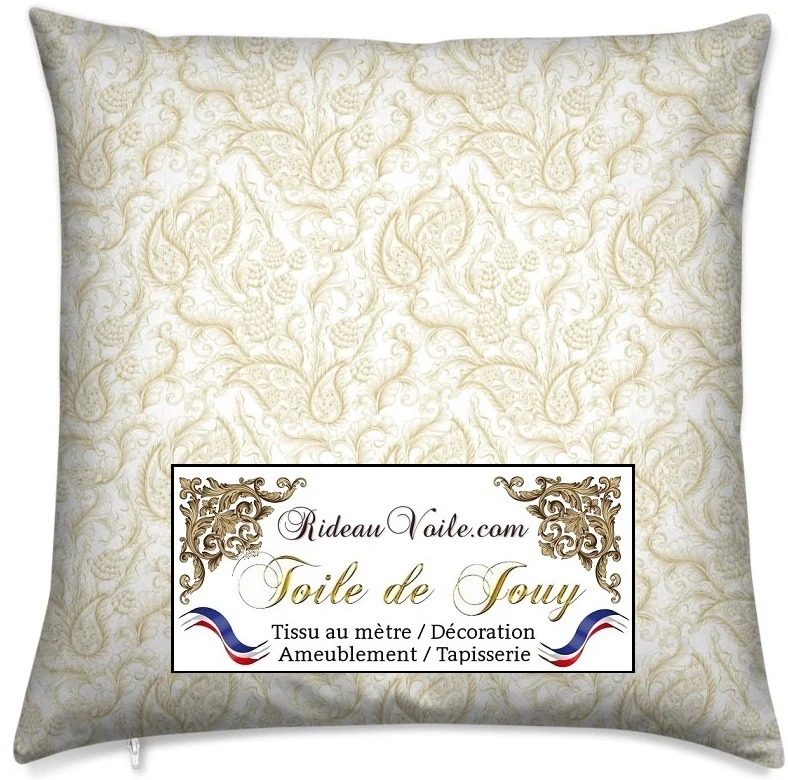 Boutique Toile de Jouy vert Or tissu au mètre motif cachemire