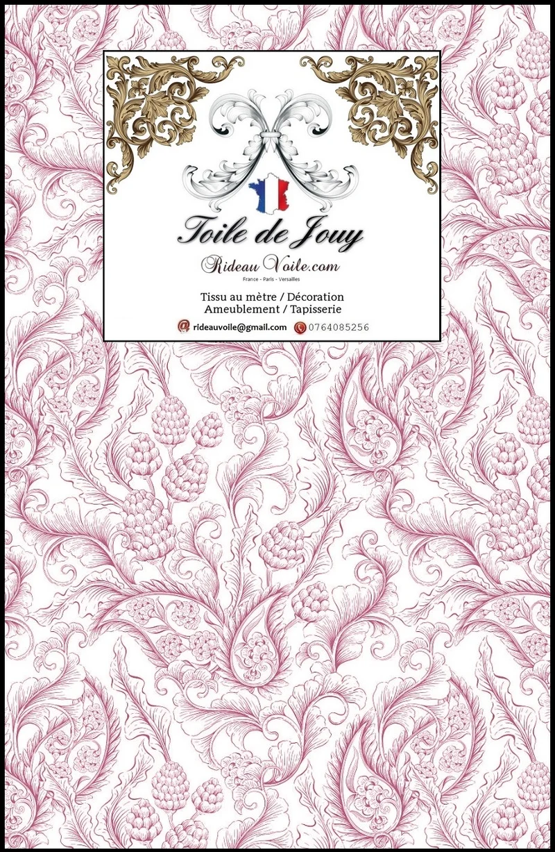 Tissu ameublement mètre motif Toile de Jouy rouge rideau Gardib stof ved måleren