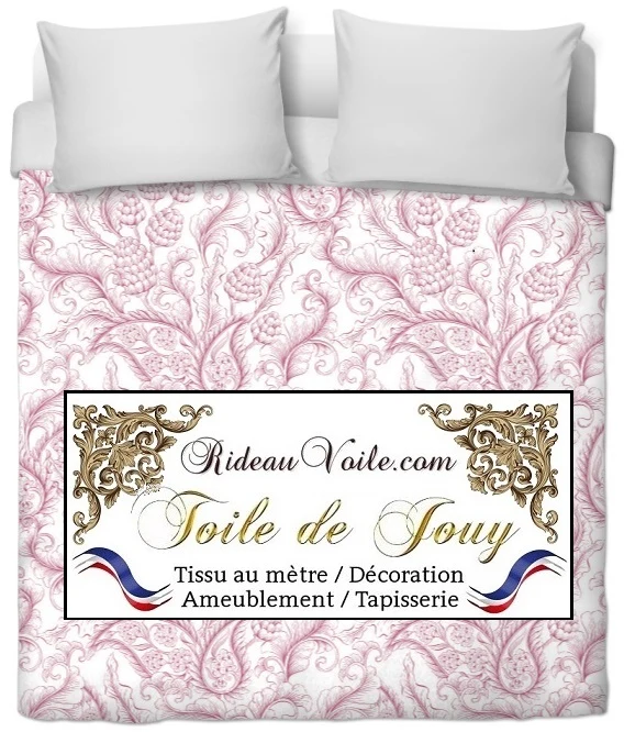 Tissu ameublement mètre motif Toile de Jouy rouge rideau Gardib stof ved måleren
