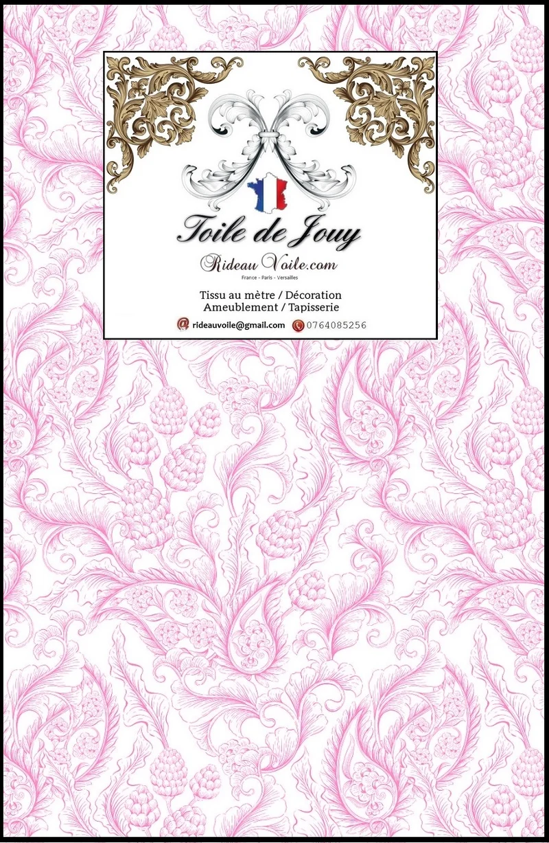 Toile de Jouy fushia tissu ameublement motif cachemire Paisley mètre rideau voilage