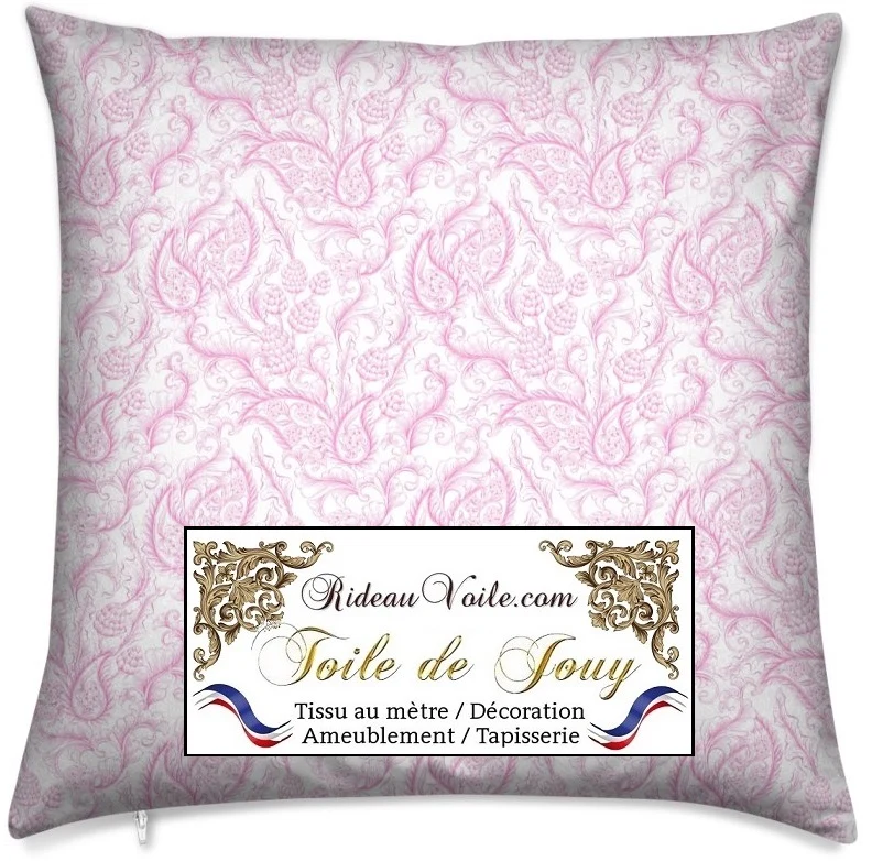 Toile de Jouy fushia tissu ameublement motif cachemire Paisley mètre rideau voilage