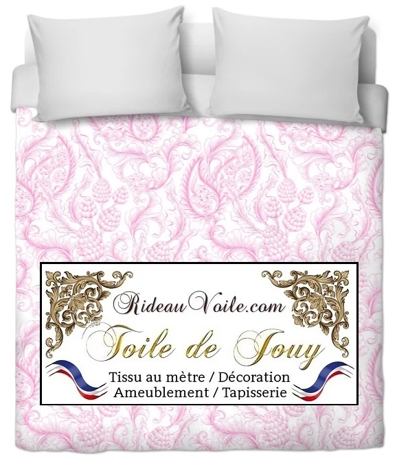 Toile de Jouy fushia tissu ameublement motif cachemire Paisley mètre rideau voilage