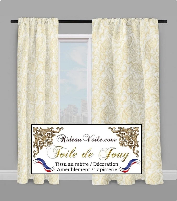 Toile de Jouy jaune tissu motif cachemire Paisley Indiennes