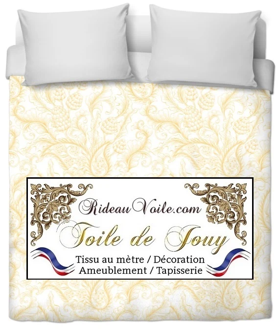 Toile de Jouy jaune tissu motif cachemire Paisley Indiennes