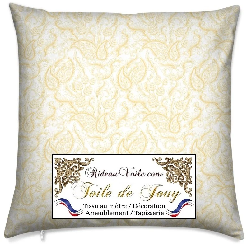 Toile de Jouy jaune tissu motif cachemire Paisley Indiennes